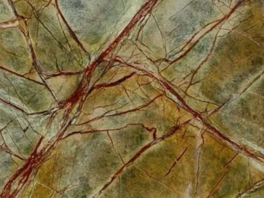 Rainforest Brown slab — natural marble from Bidasar, India