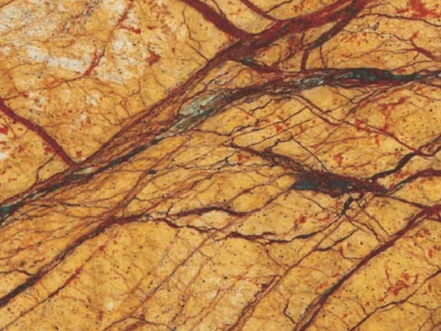 Rainforest Gold slab — natural marble from Bidasar, India