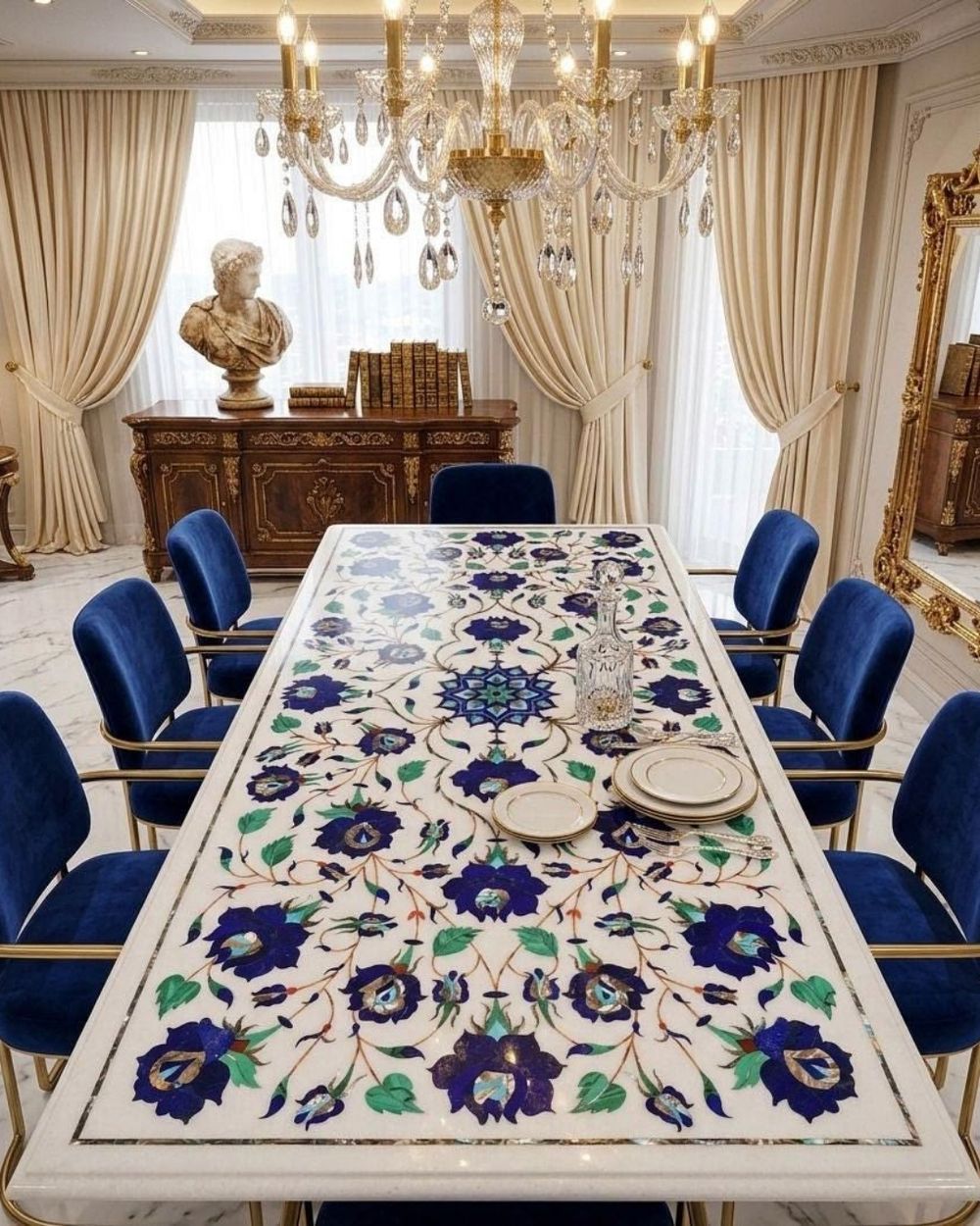 Pietra Dura & Statement Floors in Makrana marble by Everstone — 17